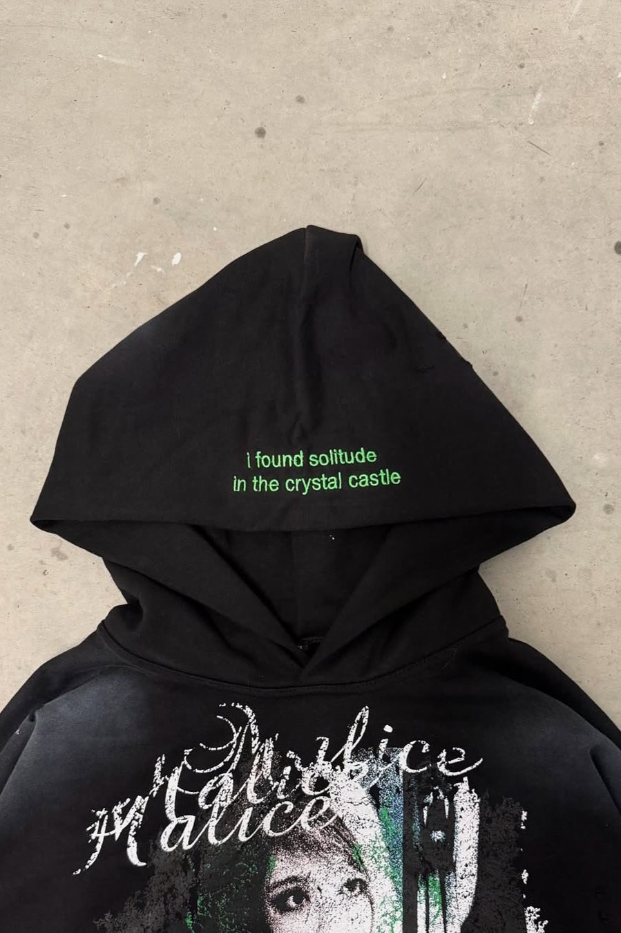 Vintage Print Color Block Gothic Hoodie