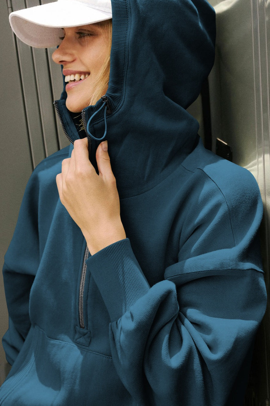 Felpa sportiva corta con cerniera tinta unita