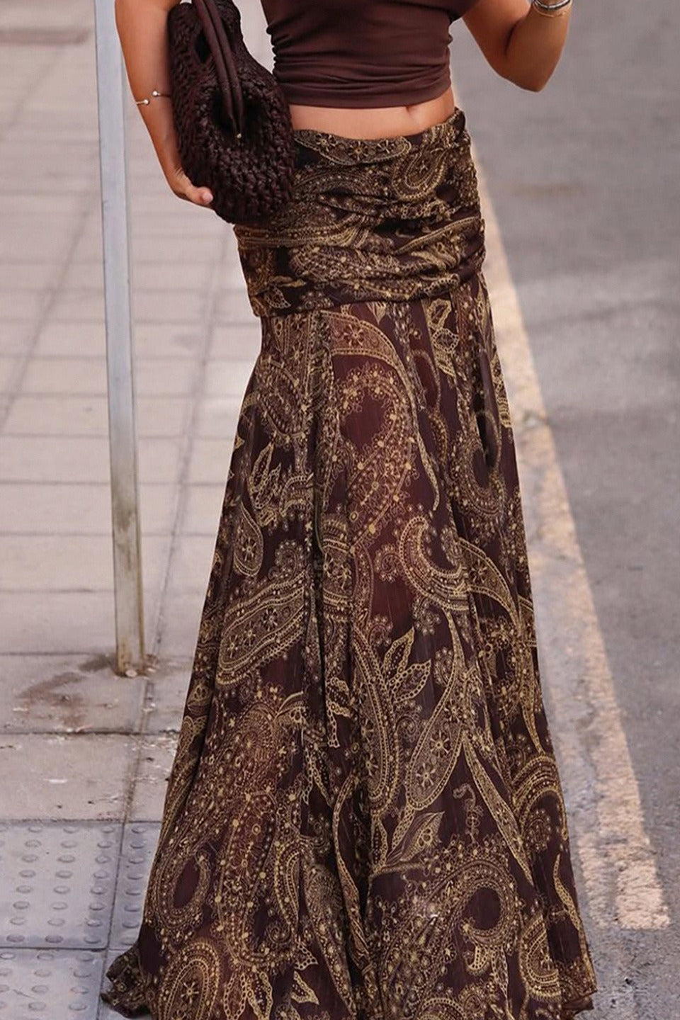 Paisley Print Bodycon Maxi Skirt
