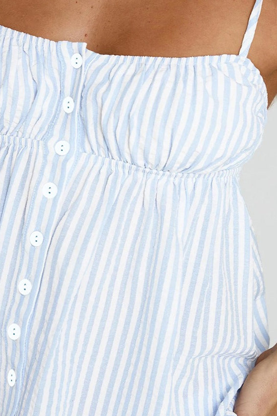 Pruhovaný volný top na ramínka a dlouhé kalhoty dvoudílná souprava