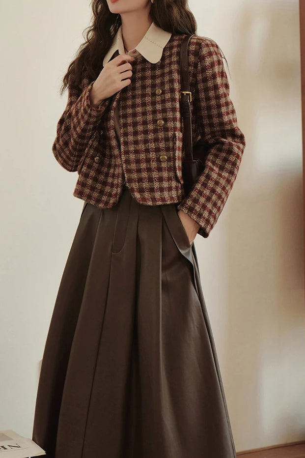 Vintage Plaid Single Breasted Jacket