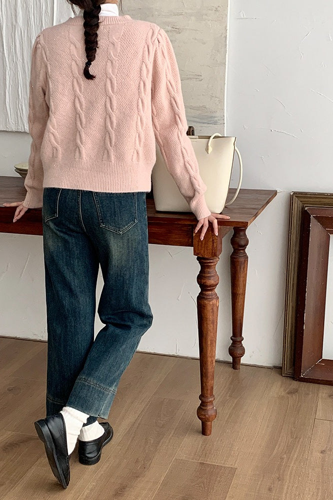 Cardigan a coste con fiocco scintillante