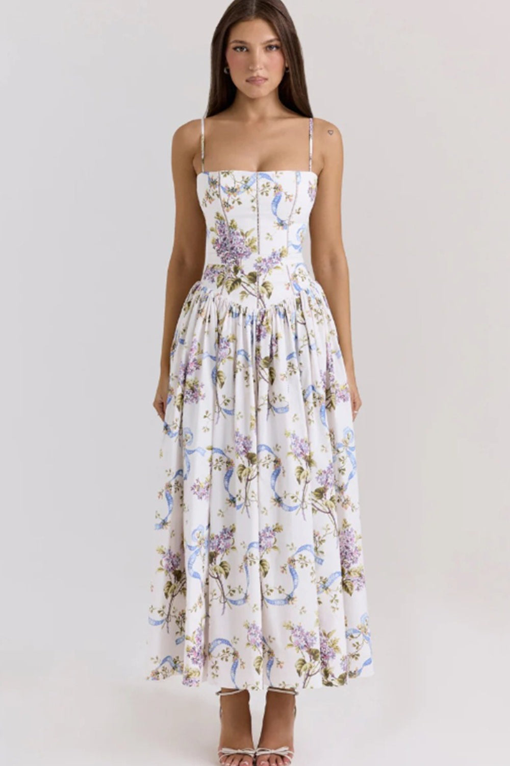 Elegant Gentle Floral Cami Fairy Maxi Dress