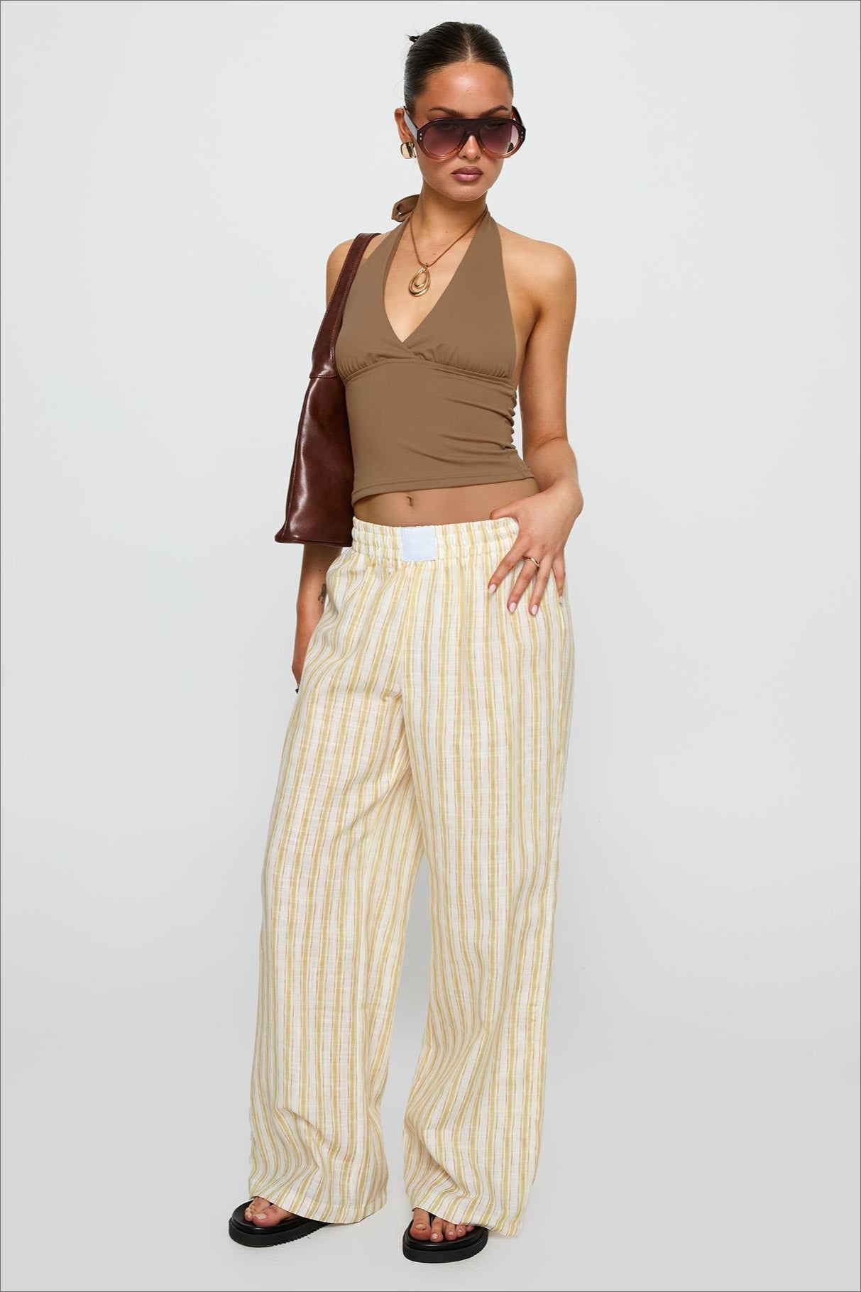 Colorblock Striped Wide-Leg Relaxed Pants