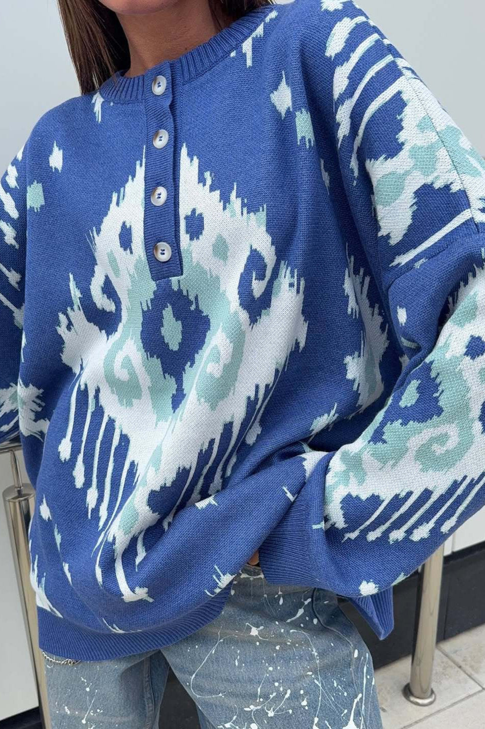 Color Block Loose Knit Pullover Sweater