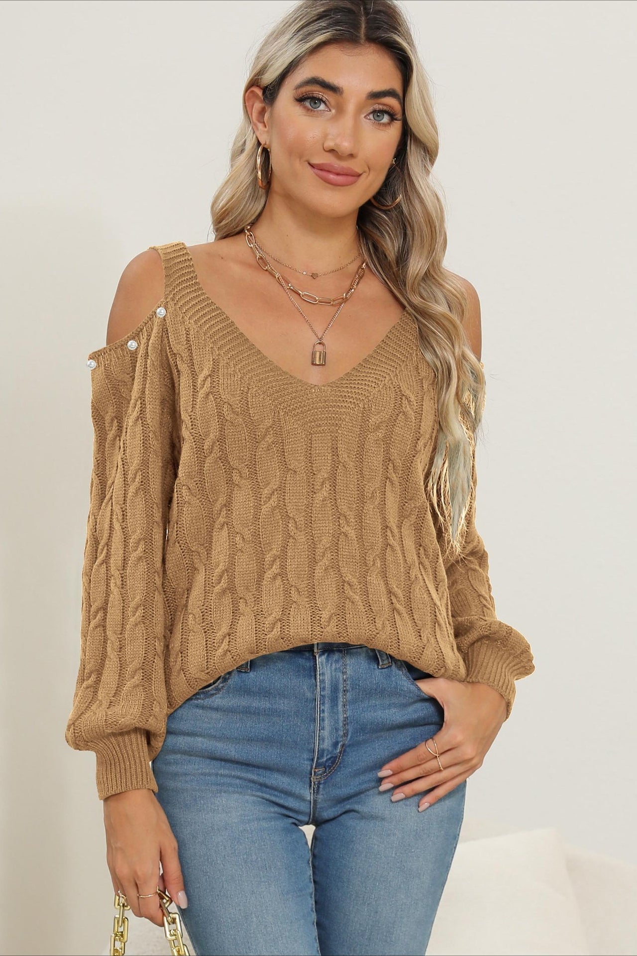 Deep V Sexy Off-Shoulder Loose Pullover Sweater