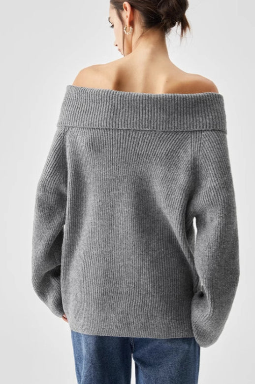 Schulterfreier Strickpullover