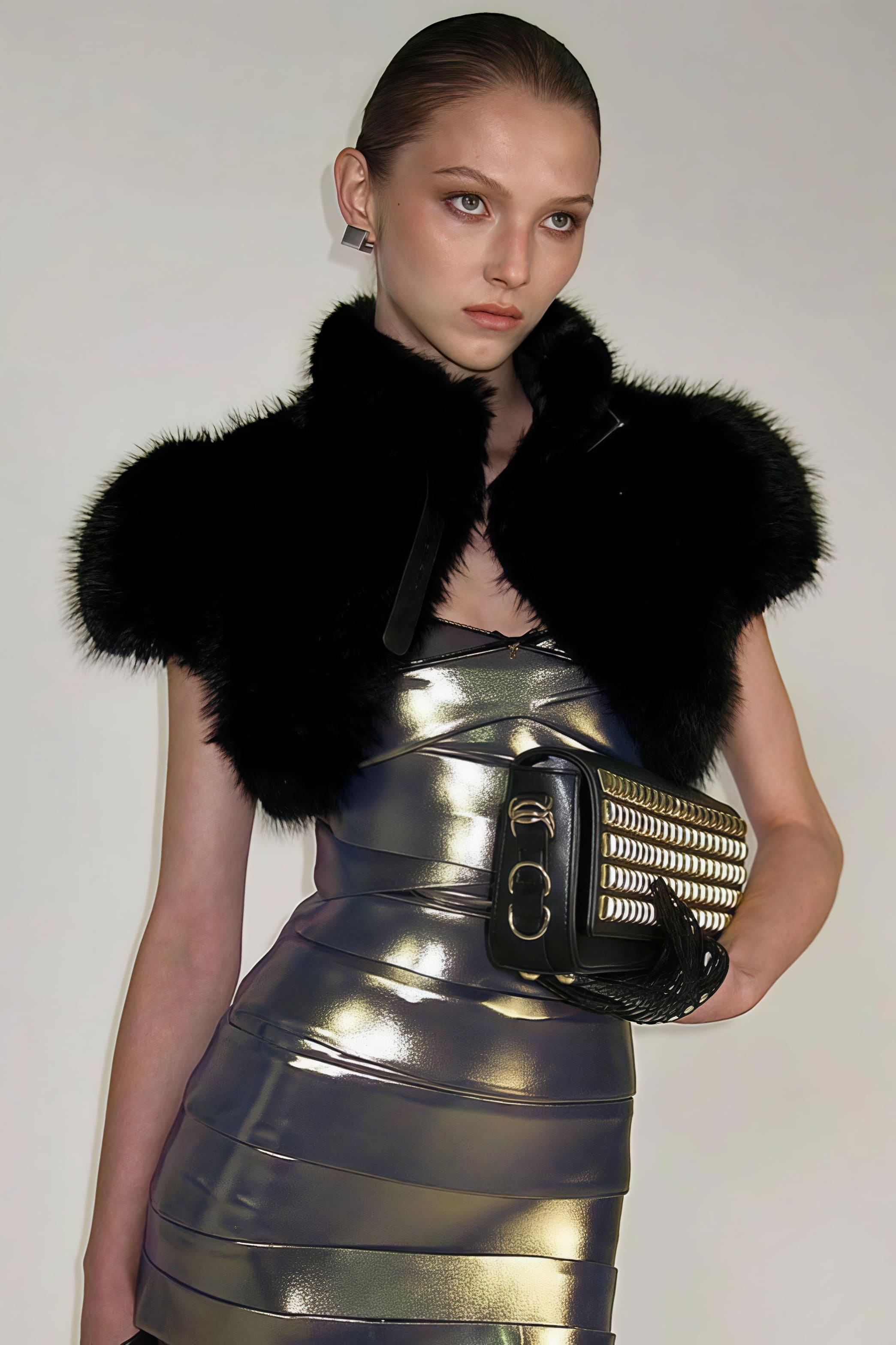 Solide Sexy Flauschige Kurz geschnittene Weste mit Knoten vorne