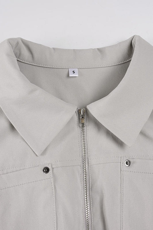 Veste utilitaire unie à fermeture éclair