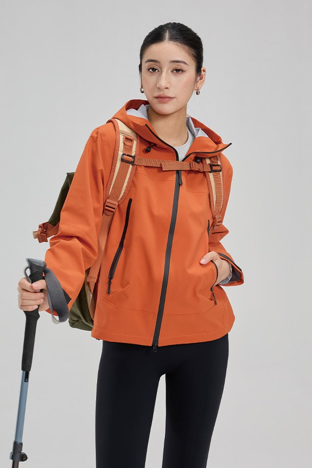 Dopamine Color Block Taped Seam Windproof Waterproof Hiking Jacket