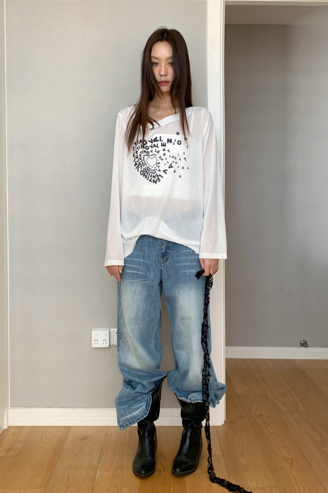 Jean en denim ample froissé