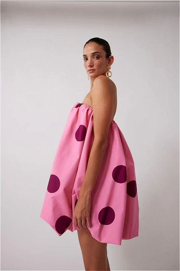 Sexy gepunktetes trägerloses eng anliegendes Mini-Kleid