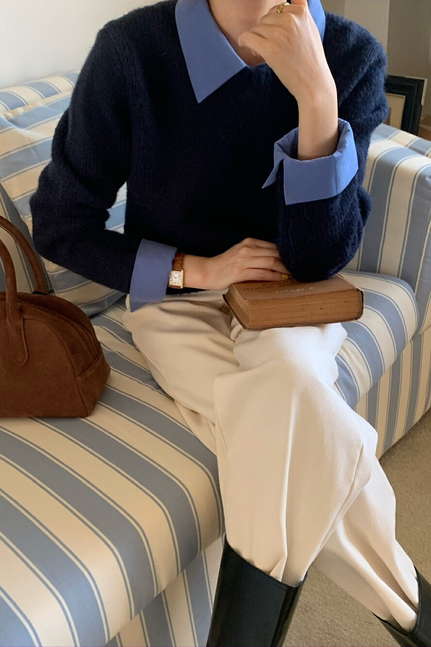 Pull en maille à col superposé