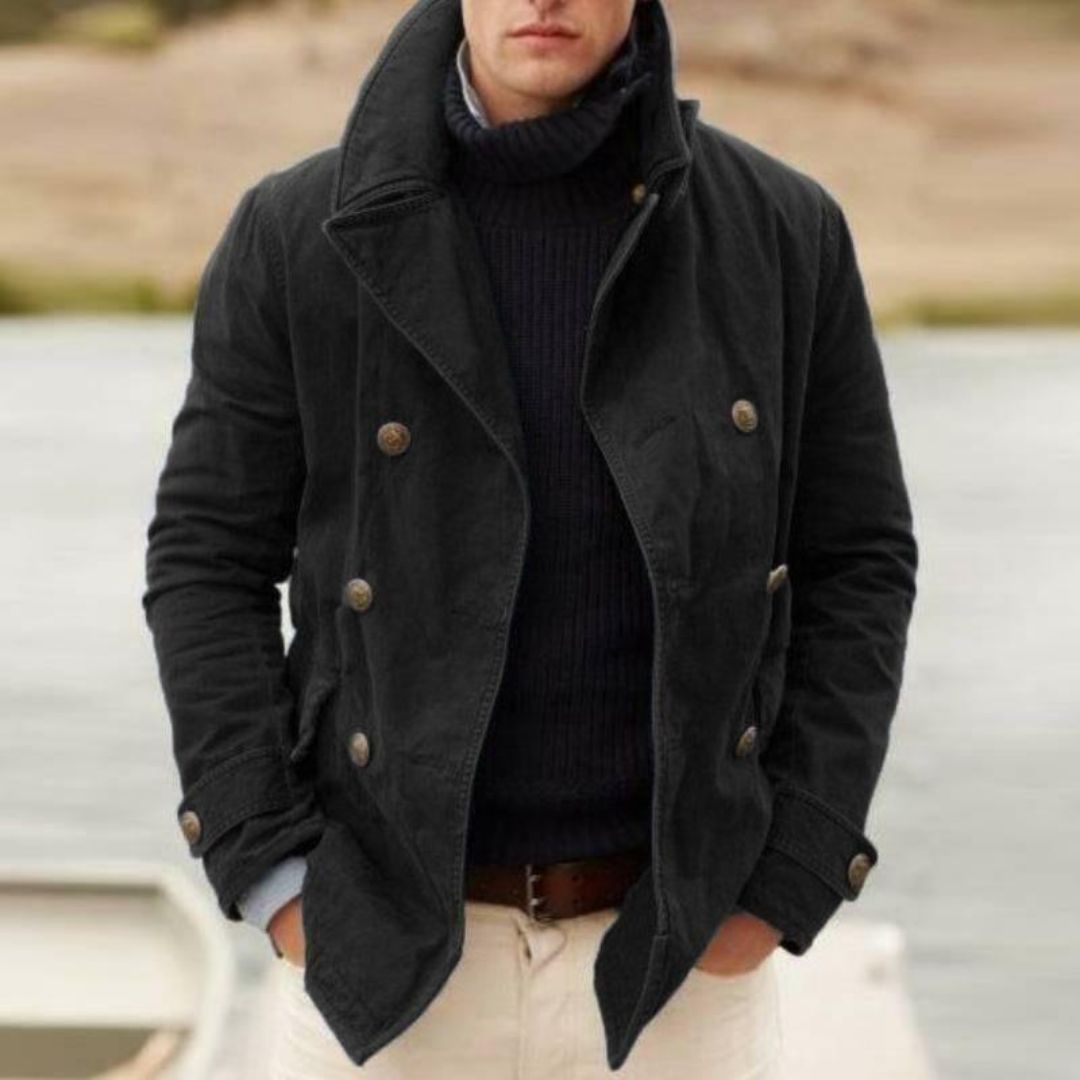Lune London – Caban homme croisé col montant