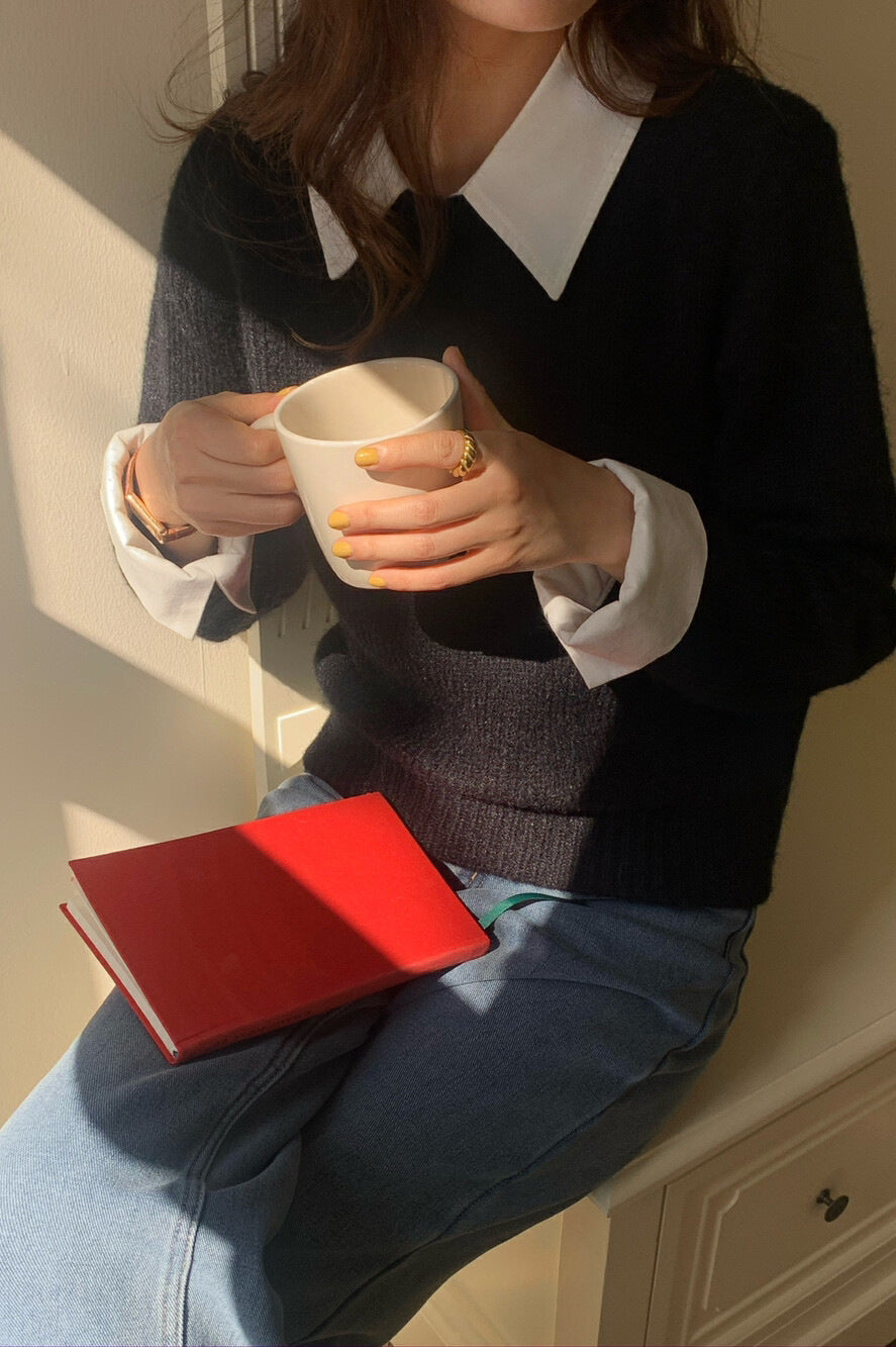 Pull en maille à col superposé