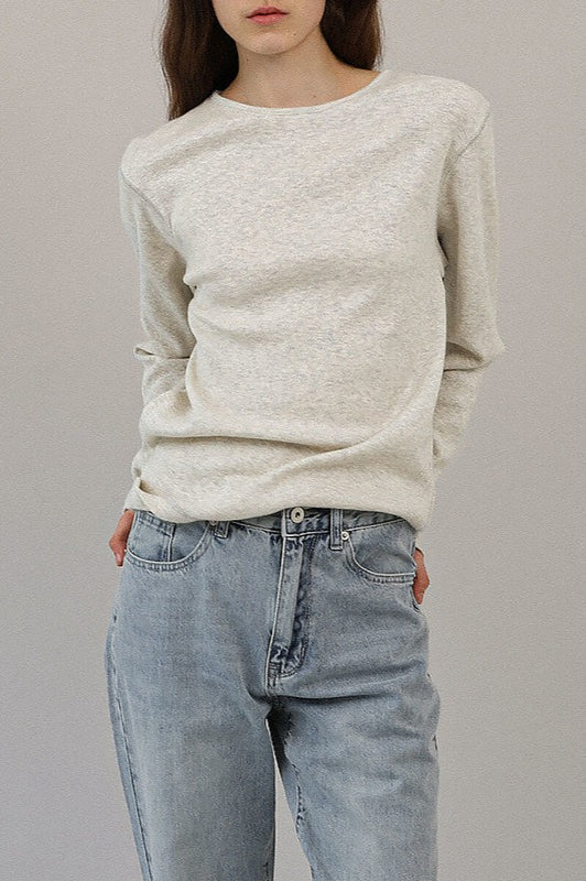 Klassisches Rundhals-Strickoberteil