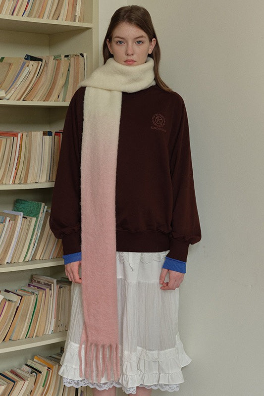 40% Wool Blend Contrast Color Tie-Dye Gradient Scarf