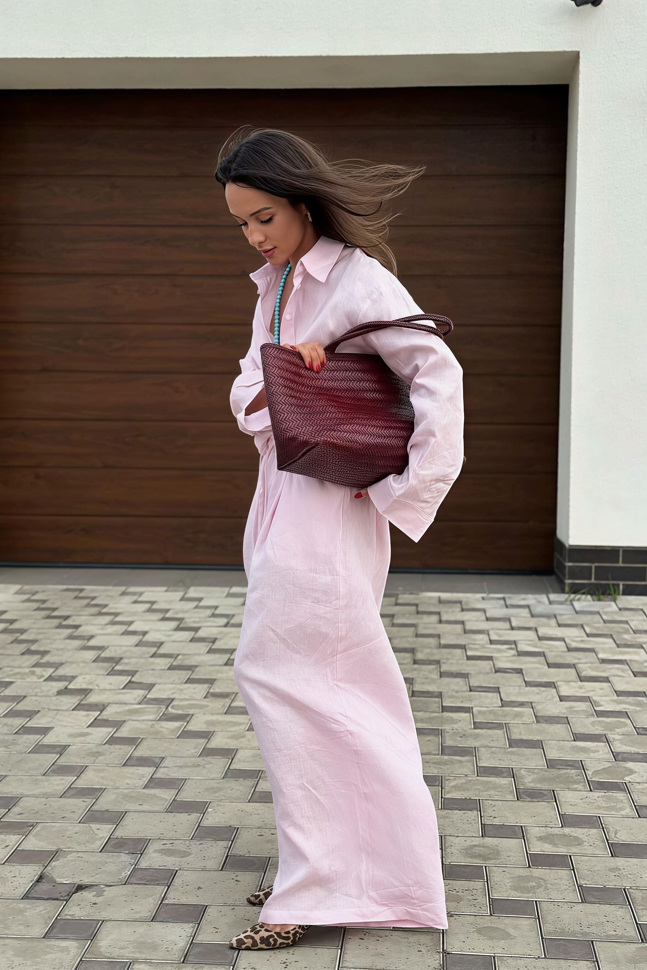 Bavlněný volný dvoudílný komplet s dlouhým rukávem a kalhotami