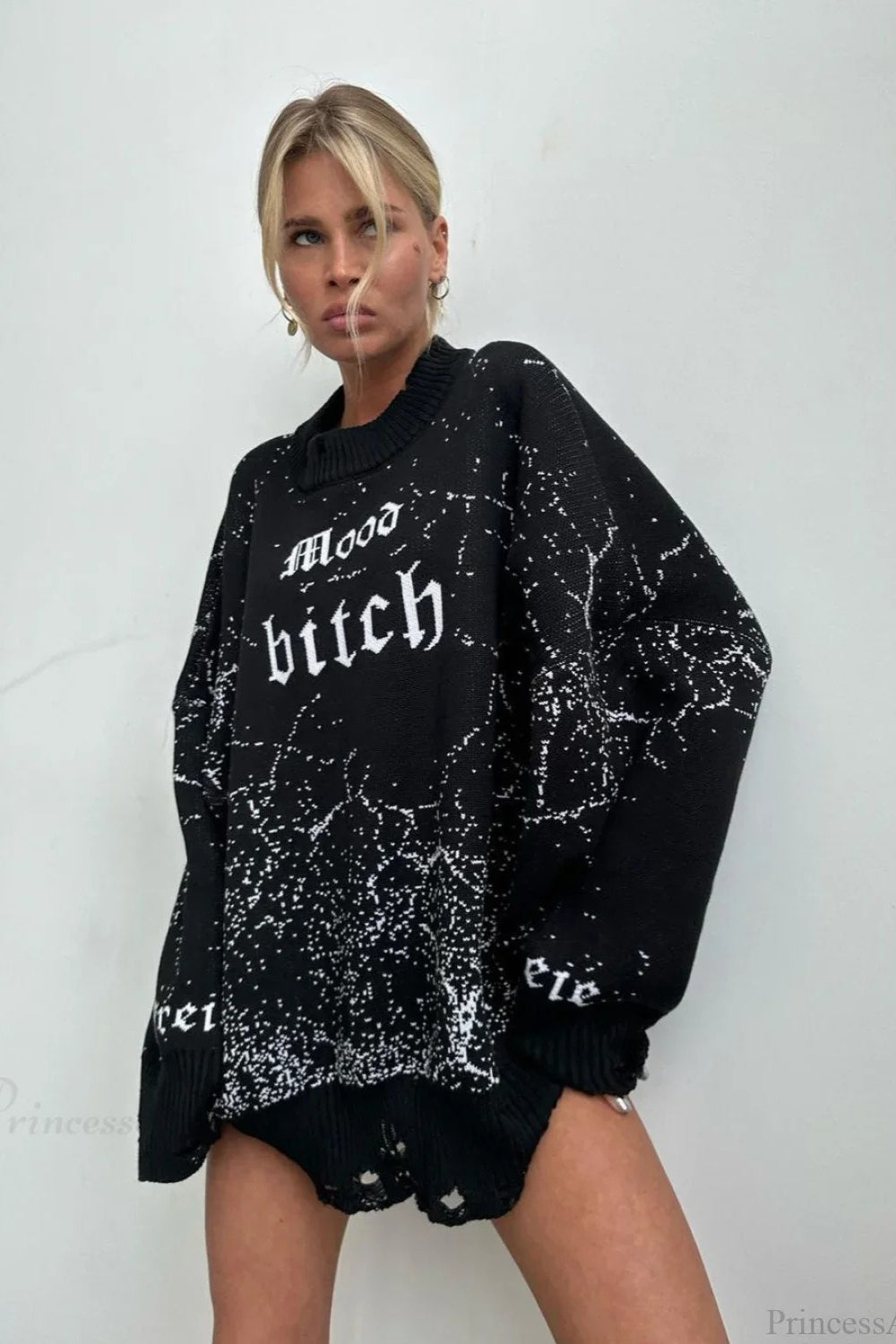 Contrast Letter Knit Pullover Sweater