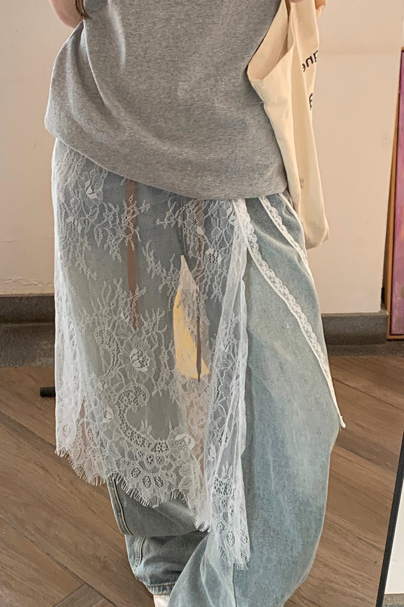 Einzigartiger mehrlagiger Spitzen-Schürzenrock mit Kordelzug, vielseitiger Minirock