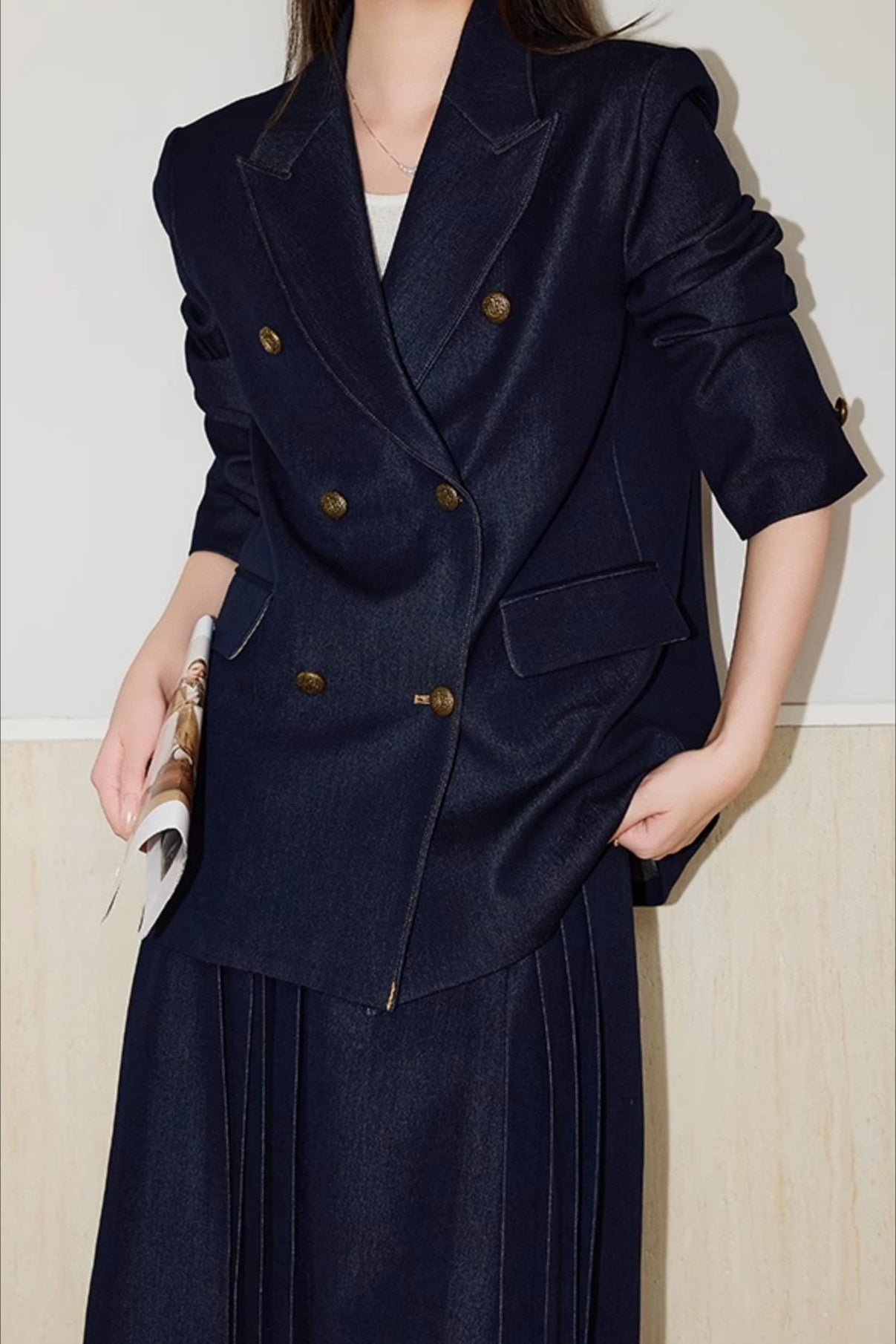 Blazer cruzado de sarga