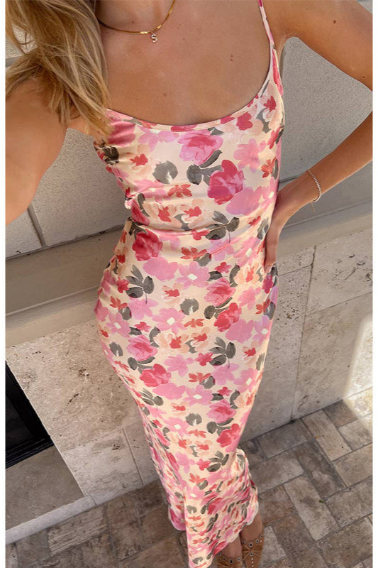 Vestido Floral Estampado Slim com Alças Finas