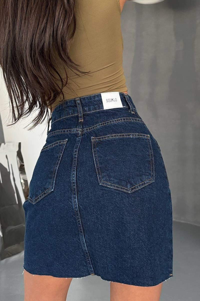 Asymmetrischer Jeansrock mit weitem Schnitt, Mini