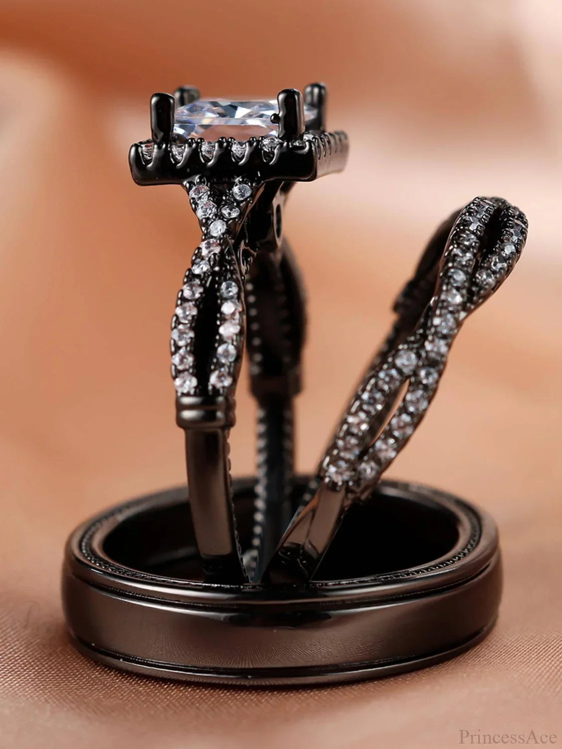 Ensemble de 3 bagues décoratives en zircone cubique