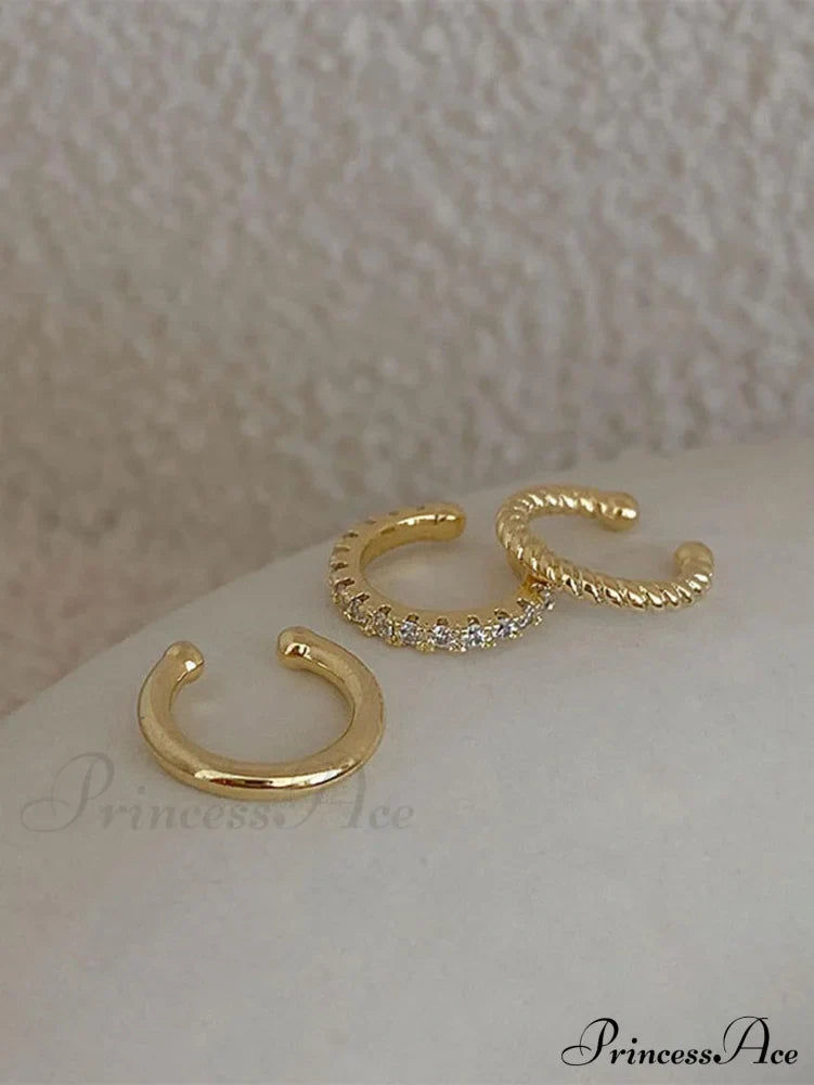 Ensemble de 3 paires de boucles d'oreilles texturées en alliage de zinc à la mode