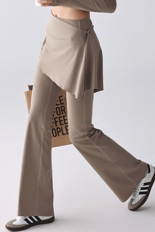 Legging Flare com Saia e Forro de Fleece de Cintura Alta