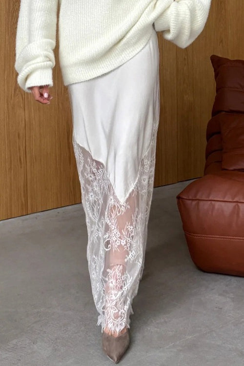 Spitzen-Patchwork-Durchsichtiger Enganliegender Rock