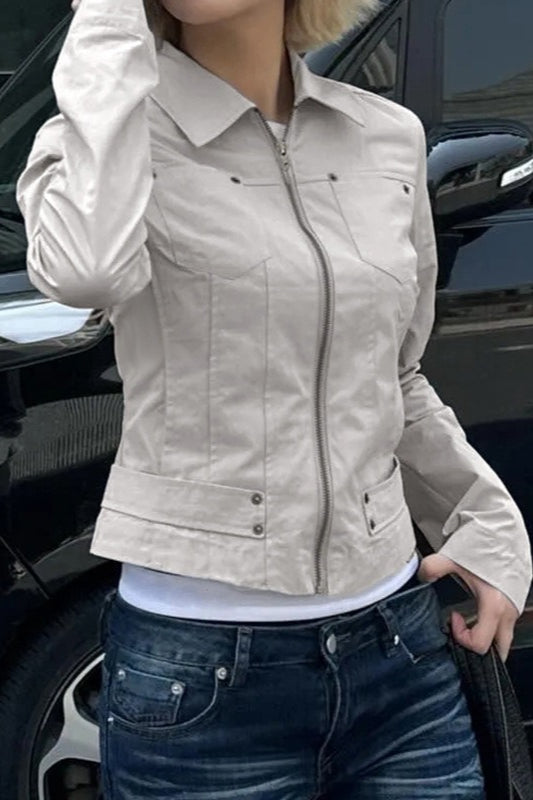 Veste utilitaire unie à fermeture éclair