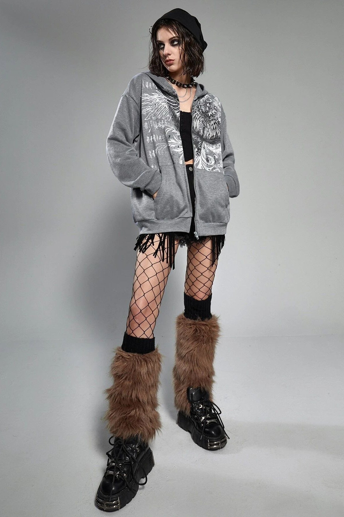 Oversized Eagle Print Hoodie