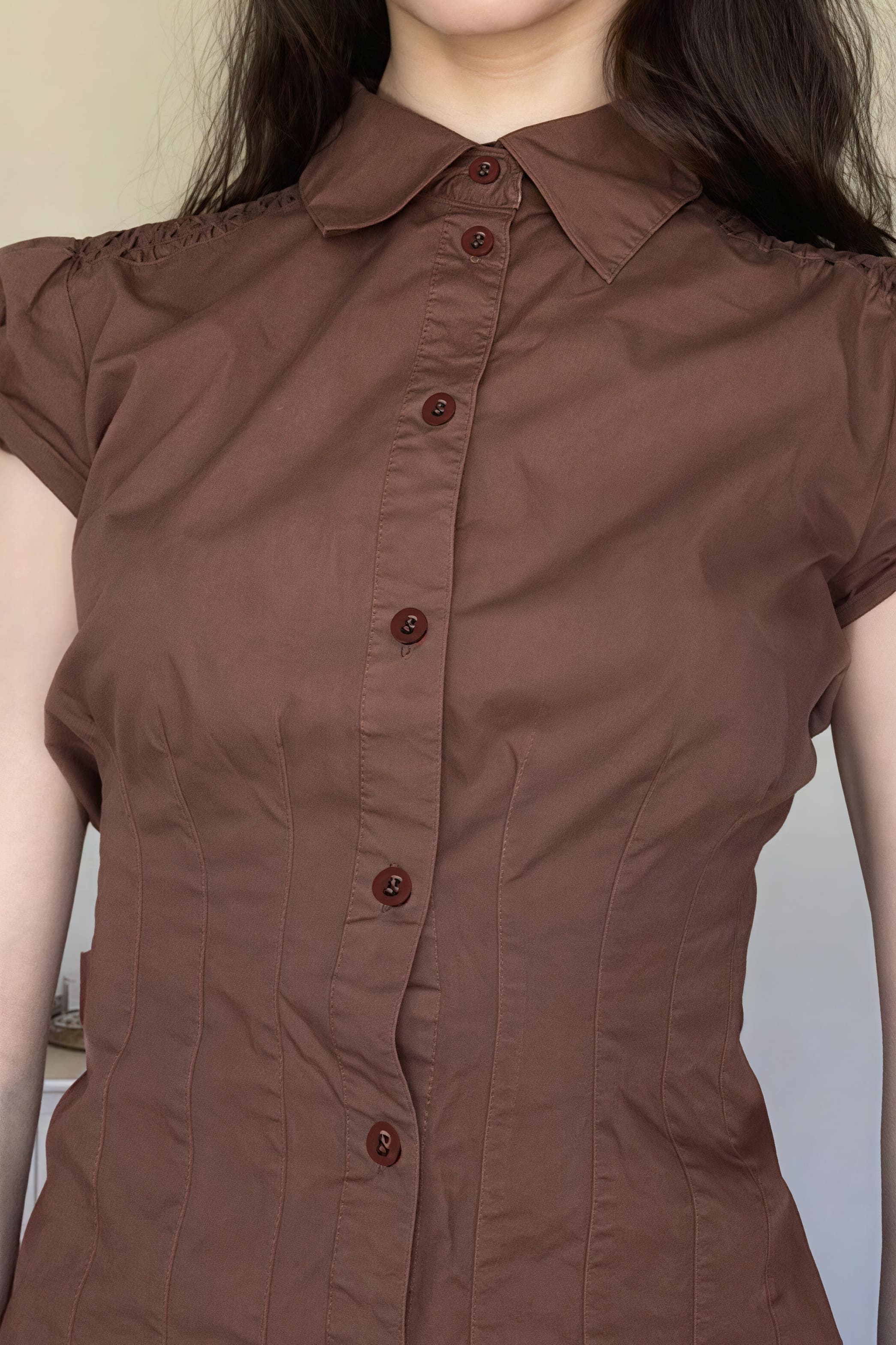 Blusa Doce e Picante com Gola e Manga Bufante