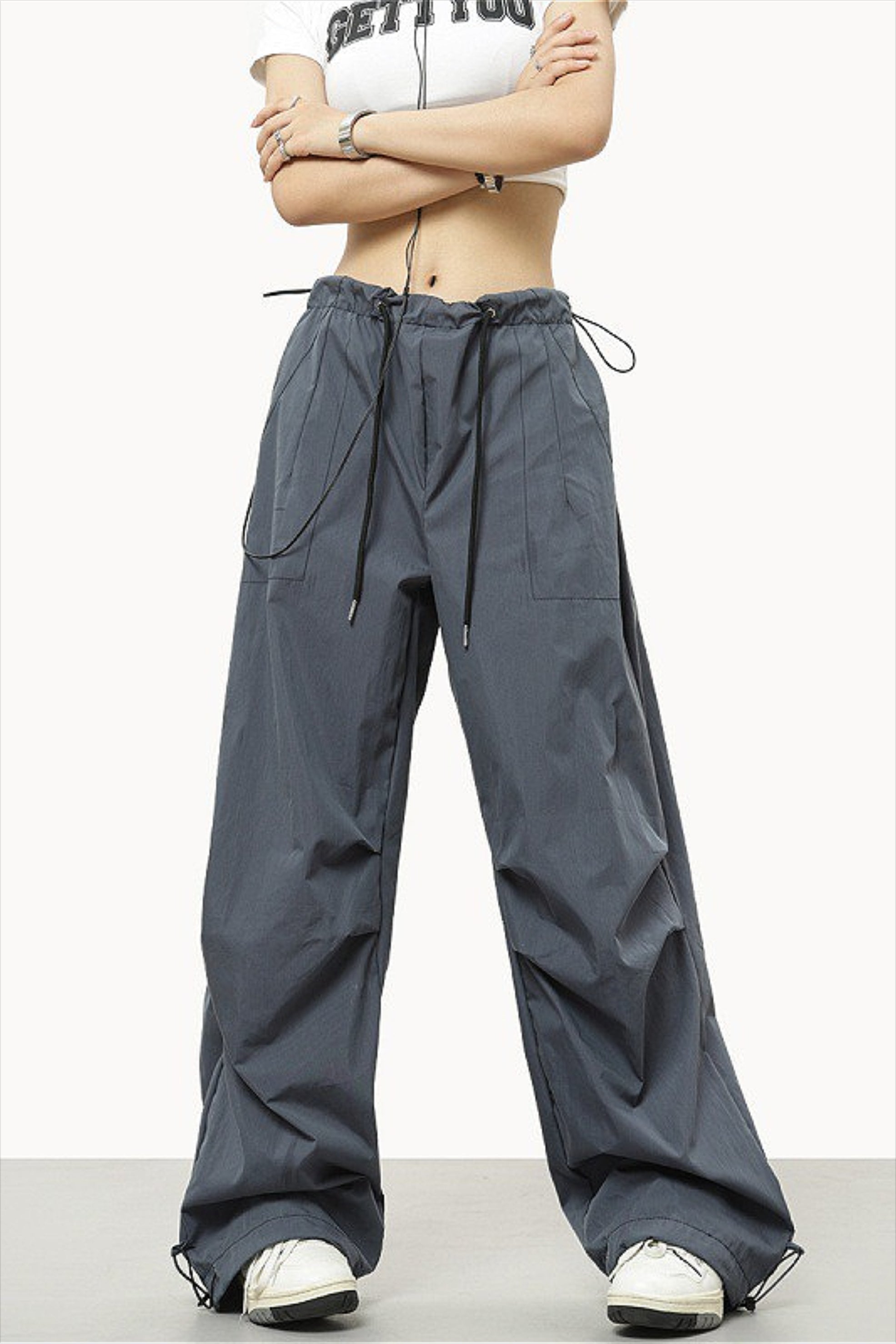Athletic Casual Solid Drawstring Elastic Waist Pants