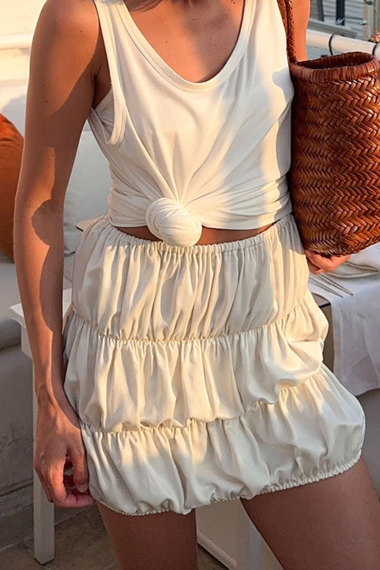 Casual High Waist Ruched Skirt