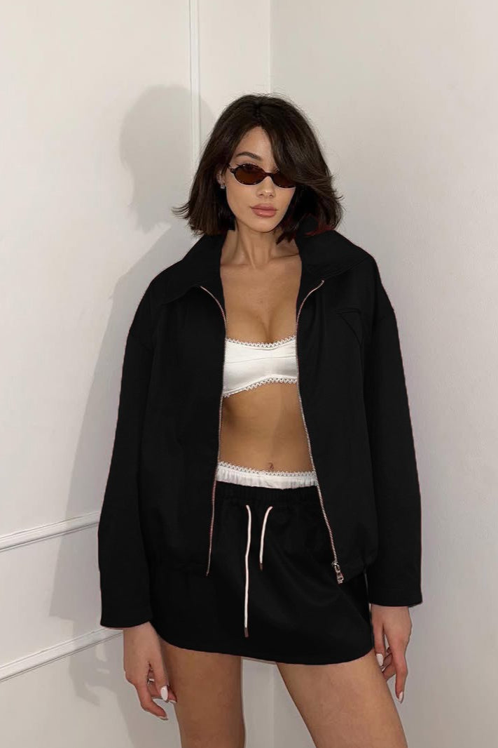 Mini Skirt with Street Style Jacket