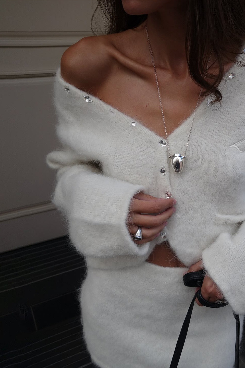 Ensemble jupe deux pièces en tricot côtelé élégant