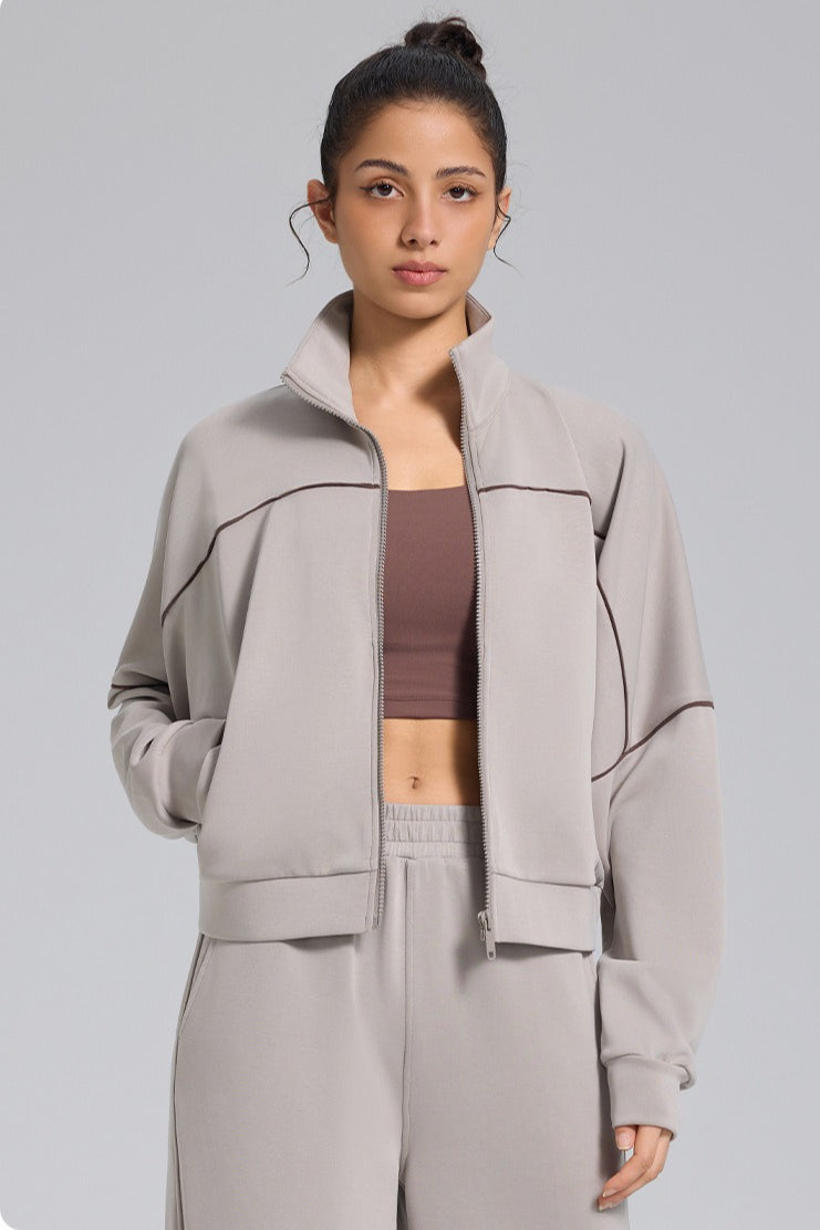 Zip Cardigan Loose Athletic Outdoor Yoga Long Sleeve Jacket