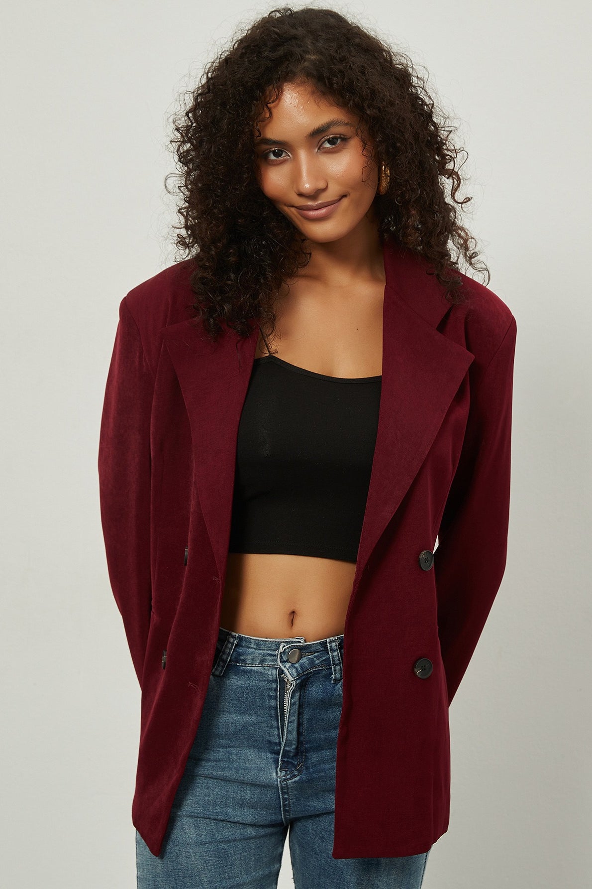 Vintage Double-Breasted Loose Fit Blazer