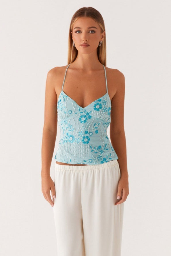 Beaded Exquisite Heavy Work One-Piece Cami Top