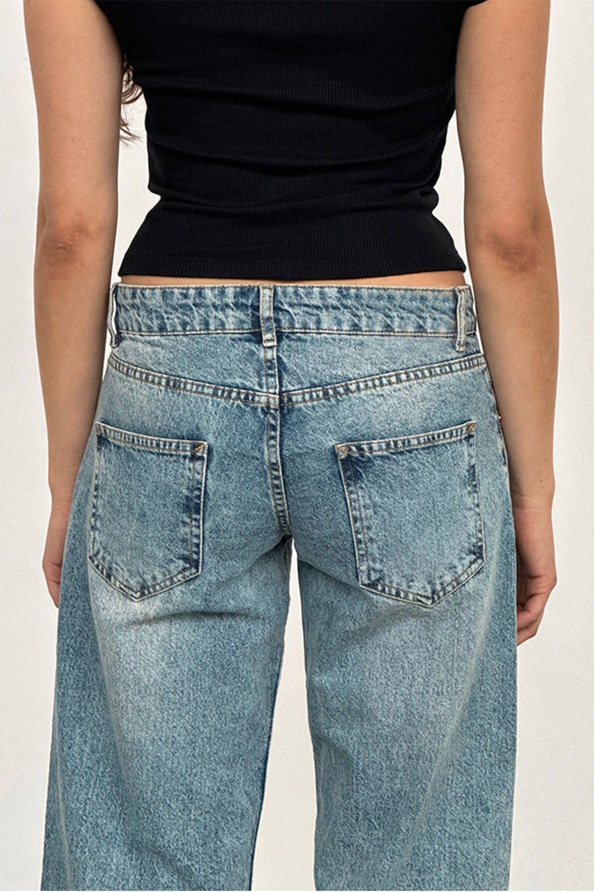 Jean droit extensible uni