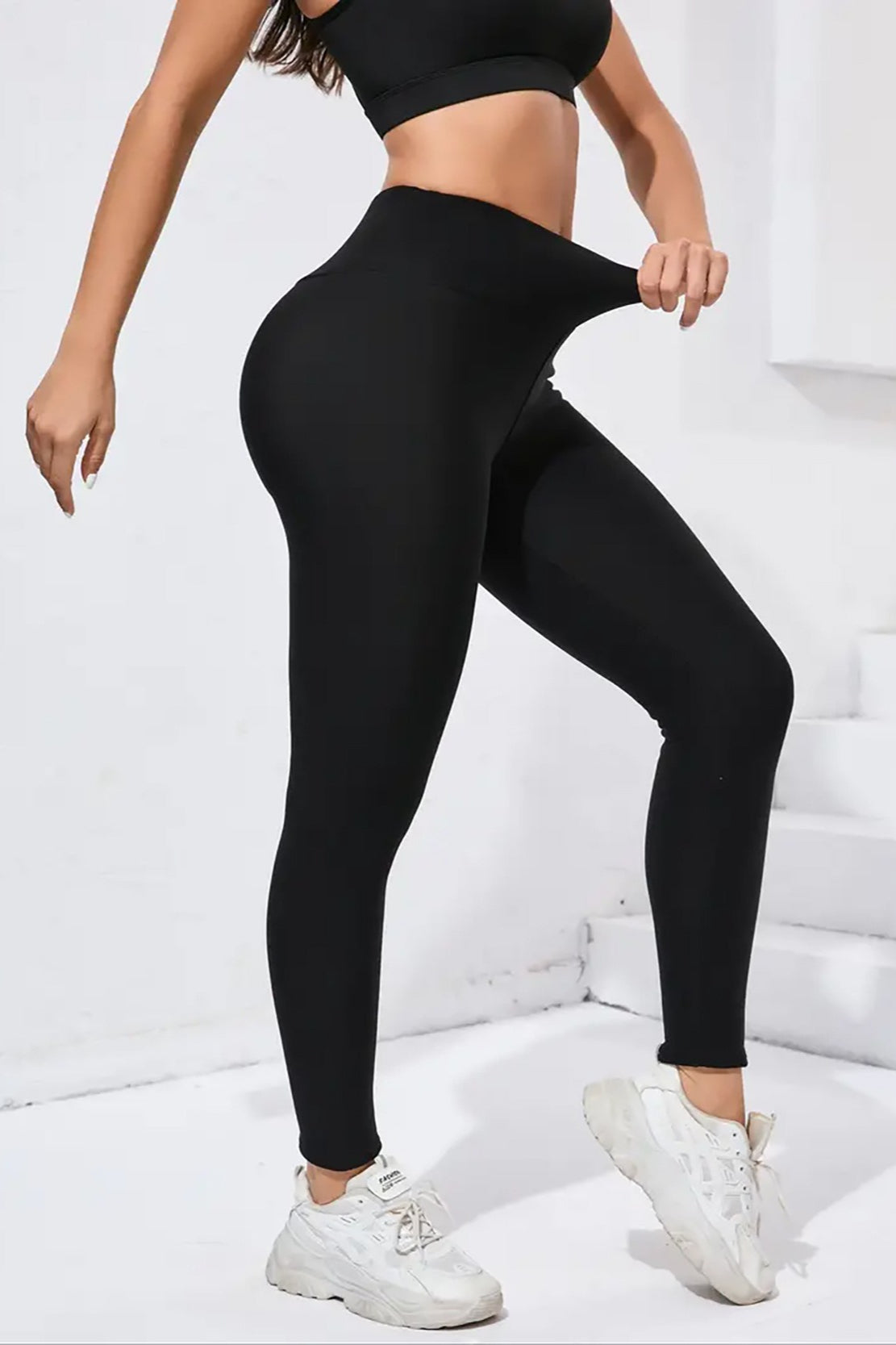 Legging Térmica para Atividades ao Ar Livre com Controle de Barriga e Forro de Fleece de Cintura Alta