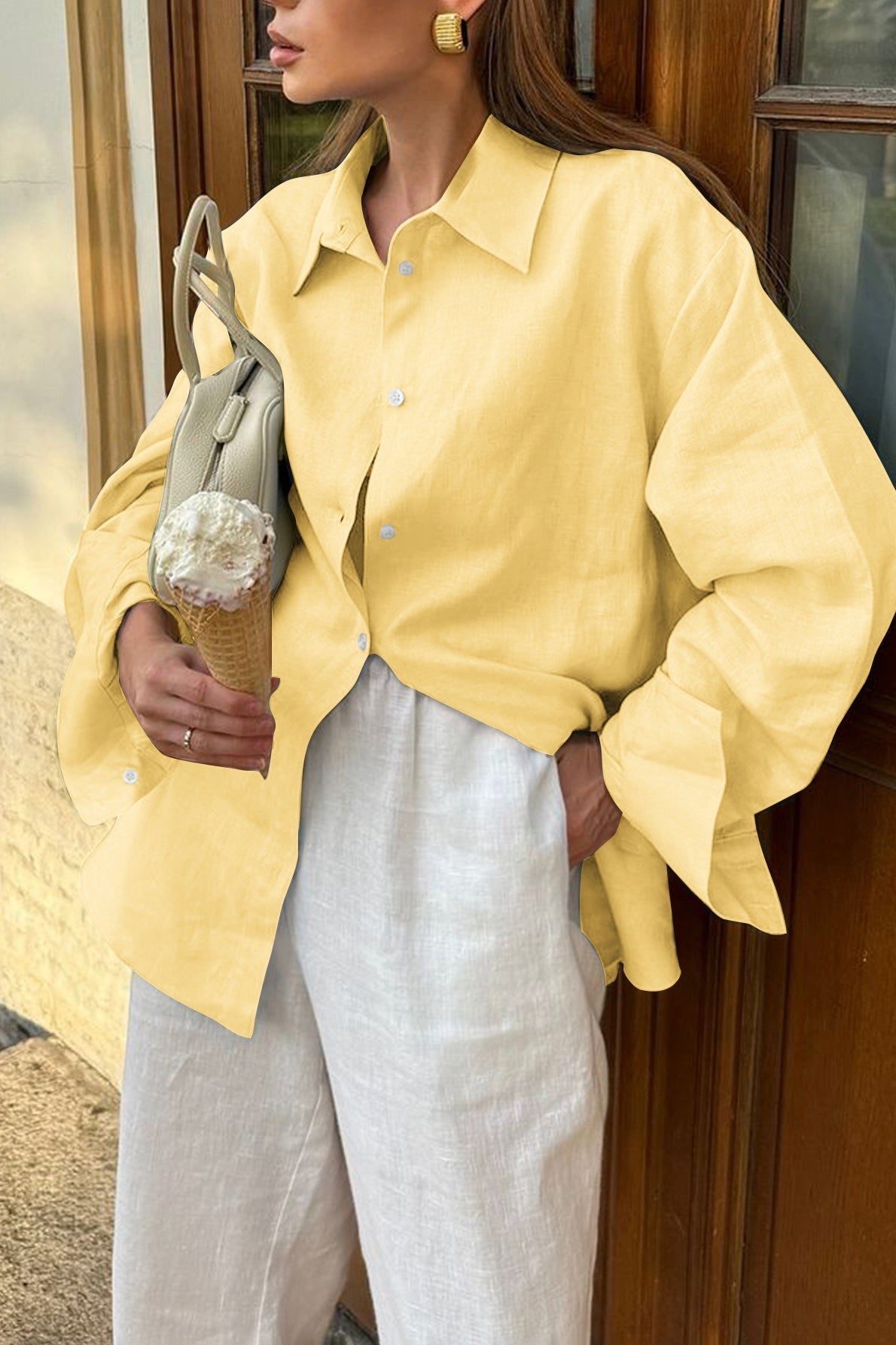 Blouse à manches longues style villégiature