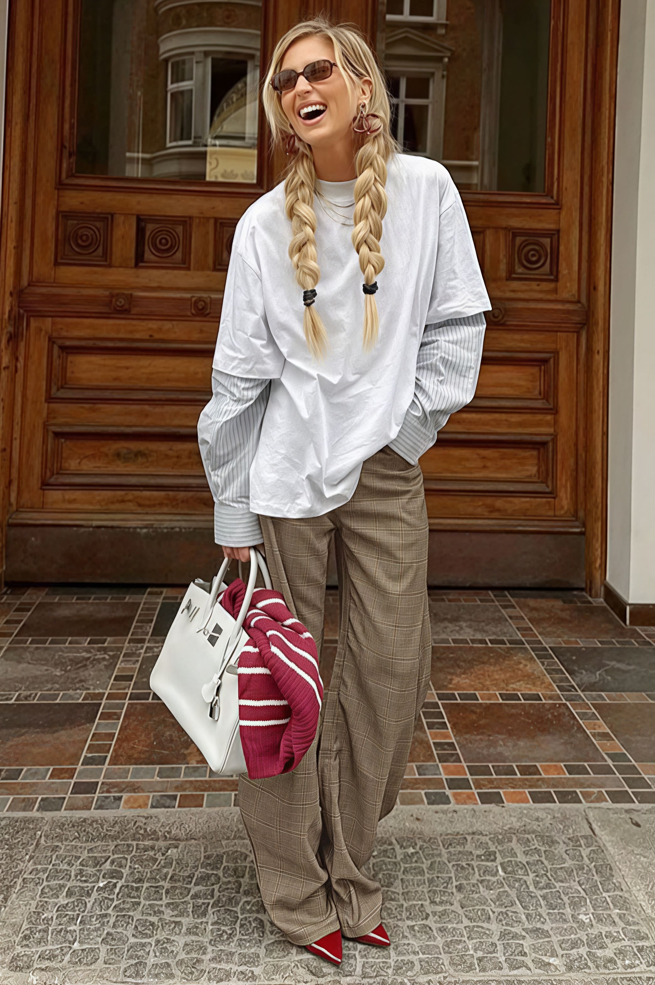 Plaid Elegant Loose Casual Pants