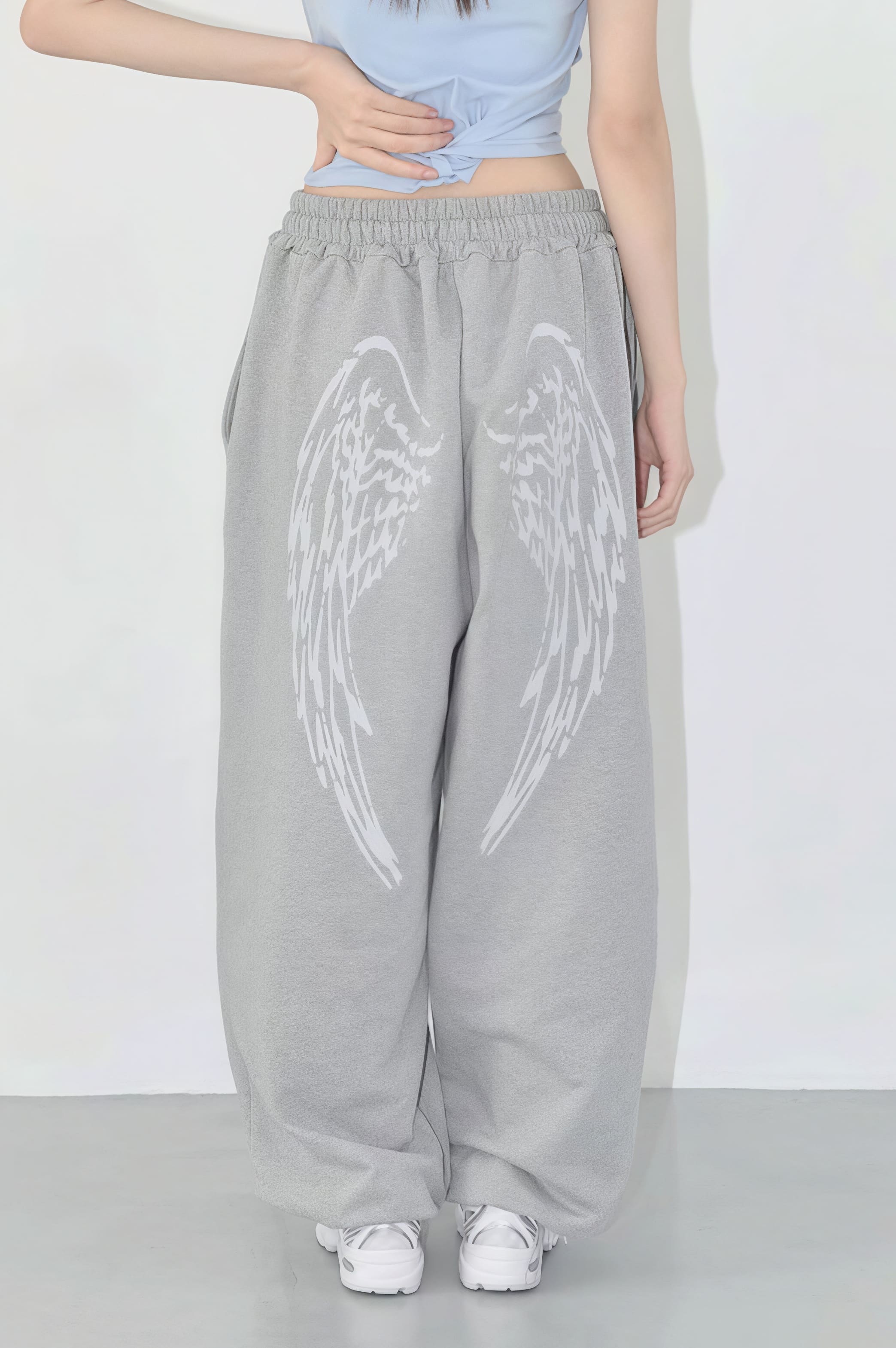 Pantalon droit ample à motifs rétro hip-hop