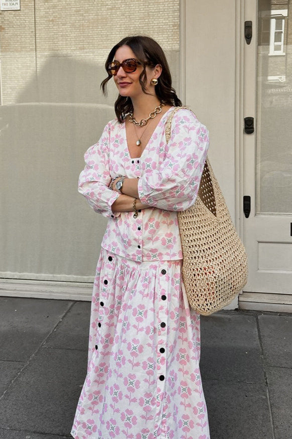 Printed Design Top A Line Two Piece Set