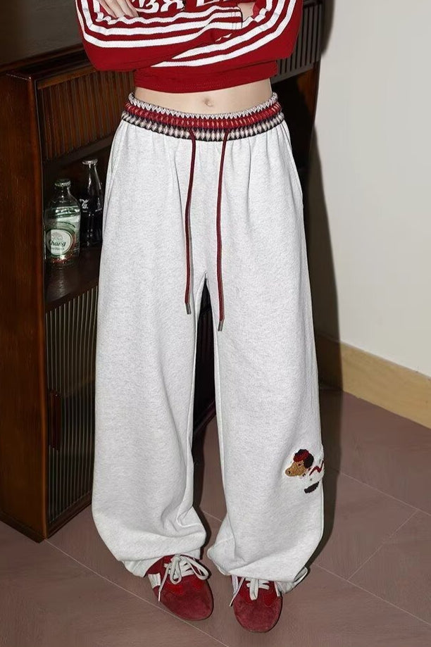 Print Loose Straight Leg Sweat Pants