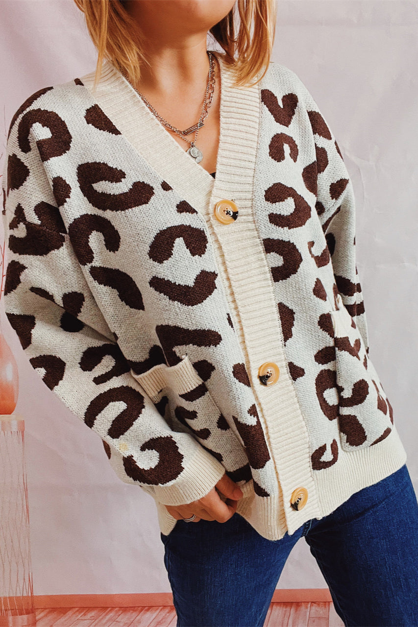 Casual Leopard Long Sleeve Cardigan