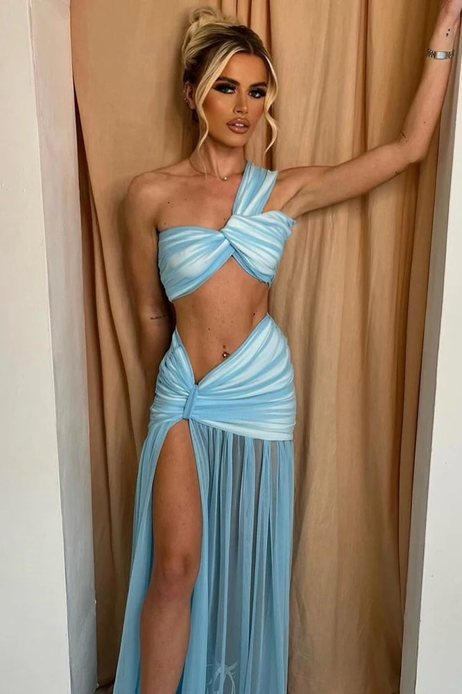 Vestito Boho con Top Corto Asimmetrico